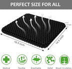 Gel Seat Cushion for Long Sitting Pressure Relief - Wheelchair Cushions for Pressure Sores - Coccyx, Sciatica & Tailbone Pain Relief Cushion - Non-Slip Butt Pillow for Office, Home, Car (Black)