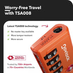 Luggage Locks TSA Approved with Inspection Indicator and Resettable 4-Digit, Easy-to-Read Combination, TSA Locks for Luggage, Suitcases, Backpacks & Travel Bags, Orange, 4-Pack