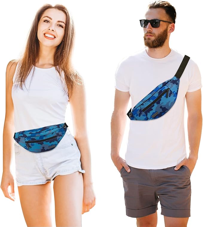 MAXTOP Large Crossbody Fanny Pack with 4-Zipper Pockets,Gifts for Enjoy Sports Festival Workout Traveling Running Casual Hands-Free Wallets Waist Pack Phone Bag Carrying All Phones