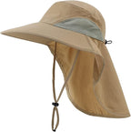 Home Prefer Outdoor UPF50+ Sun Hat Wide Brim Mesh Fishing Hat with Neck Flap