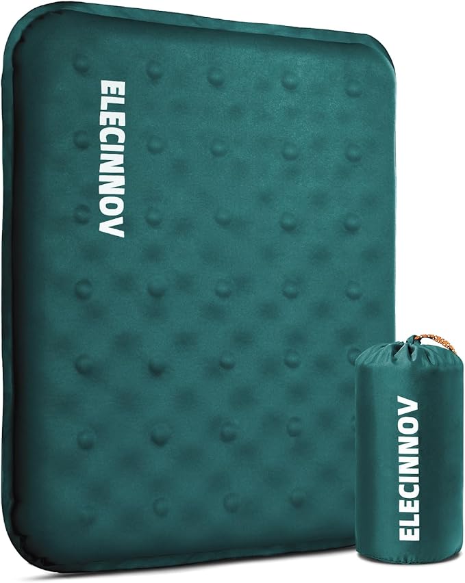 Inflatable Seat Cushion, Self Inflating Memory Foam Stadium Seat Cushion Lightweight Camping Chair Pad Airplane Cushion for Long Flights Outdoor Travel Bleacher Office Car Backpacking (Blue)