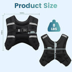Weighted Vest, 8lb/12lb/16lb/20lb/25lb/30lb Weight Vest with Two Adjustment Straps for Men Women, Weight Vests with Reflective Stripe for Strength Training, Running, Jogging, Walking