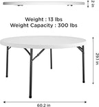 COSCO Commercial 5' (60") Round Blow Mold Table, White