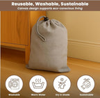 LFH Cotton Rich Shoe Storage Bags with Drawstring, Dustproof Breathable Reusable Organizer, Perfect For Travel, Dorm, Hotel, College, Gym, Easy to Carry, Machine Washable 8"x17" (Pack of 6) - Grey
