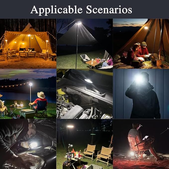 Camping Lights 13200 mAh 4500 Lumens 45W Portable Gear Power Outage USB Outdoor Rechargeable Magnetic Hanging Lantern Emergency Flashlight LED Canopy Tent Light