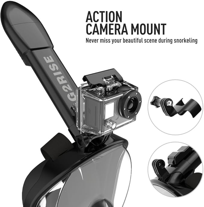 G2RISE Full Face Snorkel Mask Adults Snorkeling Set Gear for Kids with Detachable Camera Mount, Safe Breathing, Anti Fog Anti Leak