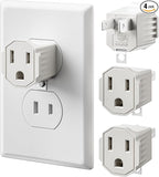 3 Prong to 2 Prong Adapter, ETL Listed Polarized Grounding Converter, Portable Plug Adapter, 3 Pin to 2 Pin Power Adapter for Wall Outlets Plugs, Heavy Duty Wall Plug for Old Homes White (4 Pack)