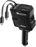 Retractable Car Charger with Retractable Cables (31.5 inch), 4 in 1 Super Fast Car Phone Charger, 2 USB Ports Car Charger Adapter, Compatible with iPhone 15 14 13 12 11 Pro Max, iPad, Pixel