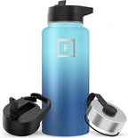IRON °FLASK Camping & Hiking Hydration Flask with 3 Lids - Stainless Steel, Double Walled & Vacuum Insulated Water Bottle - Leak Proof & BPA Free 32 Oz