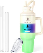 40 oz Tumbler with Handle and Straw or Convert to 40 oz Insulated Water Bottle Fits in Cup Holder. Stainless Steel Metal Water Flask with 2 Lids for Travel,Camping,Gym Sports Coffee Mug Thermal Cup