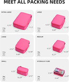6 Set Compression Packing Cubes for Travel, Large Medium Small Luggage Organizers (Rose Red)