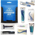 Travel Toiletry Kit, Hygiene Kit with Shaving Supplies for Travel, Business & Charity with Reusable Toothbrush, Bath Soap & Other Essential Toiletries, 3-Pack (GO300)