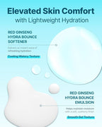 Donginbi Hydra Bounce Skin Care Set - Hydrating Toner(5.07 floz), Korean Red Ginseng Essence(4.4 floz), Firming Cream, and Face Moisturizer with Hyaluronic Acid, Korean Skin Care Gifts for Women