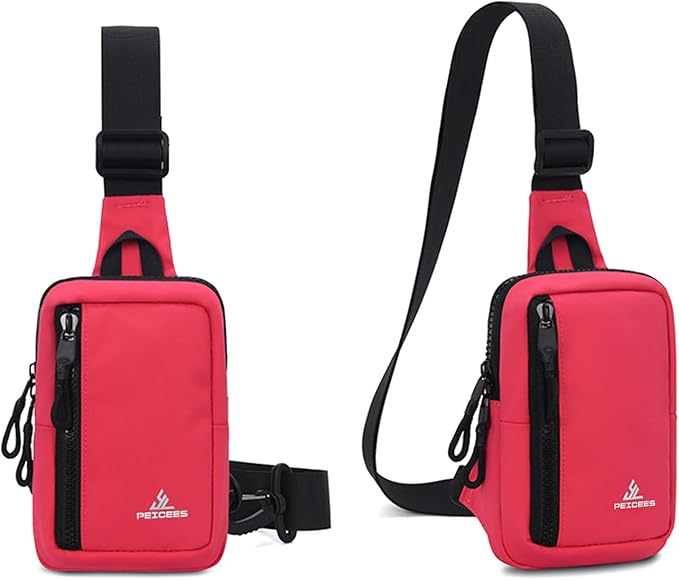 Peicees Small Crossbody Bag for Men Women Mini Sling Bag Travel Running Phone Daypack Cross Body Shoulder Bags with Keyholder
