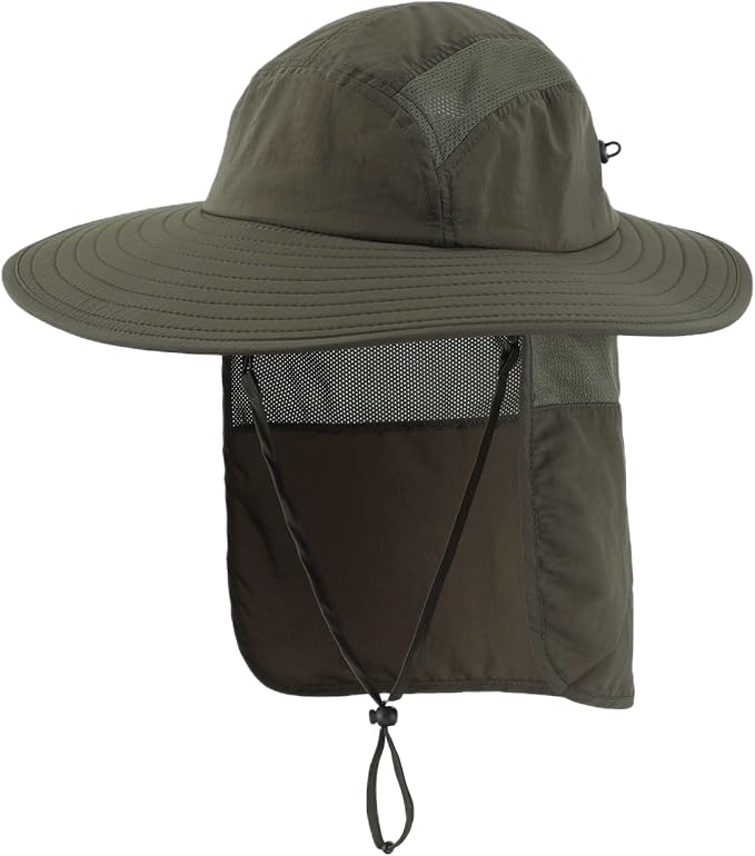 Home Prefer UPF 50+ Mens Wide Brim Fishing Hat with Neck Flap Sun Hat for Men Women Sun Protection Cap
