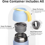 Thermo for Hot Food for Adults Kids | Wide Mouth, 26 oz Insulated Food Jar with Spoon, Leakproof Soup Thermo for School Office Travel, Thermal Steel Lunch Container Easy to Carry (Light Blue)