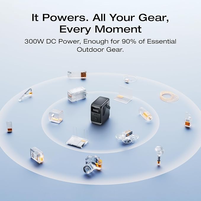 EF ECOFLOW TRAIL 300 DC Portable Power Station, 288Wh LiFePO4 Power Bank, 300W DC Output, Compact Solar Generator for Camping, Travel, and Emergency Power