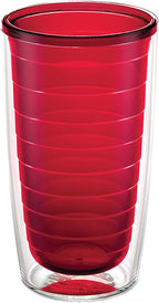 Tervis Clear & Colorful Tabletop Made in USA Double Walled Insulated Tumbler Travel Cup Keeps Drinks Cold & Hot, 16oz, Red