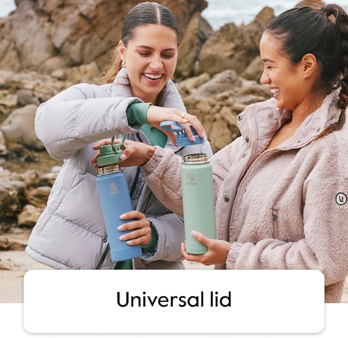 Takeya Actives Water Bottle with Straw Lid - Durable & Easy-Care Water Bottle with Stainless Steel Insulation - BPA-Free Lid with Carry Handle & Straw - Dishwasher-Safe - 64 oz, Bluestone