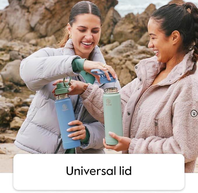 Takeya Actives 24 oz Water Bottle with Straw Lid - Double Wall Stainless Steel Insulation - Dishwasher Safe & BPA-Free - Removable Bumper - Lilac