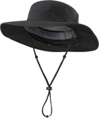 Home Prefer UPF 50+ Sun Hats for Men Women Wide Brim Fishing Hat with Neck Flap Summer Safari UV Protection Bucket Hat