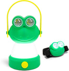 Outdoor Equipment LED Camping Lantern & Headlamp Set for Kids, Battery Powered Night Light, Theme Gift for Children's Day, Birthday, Lightweight Tent Lamp for Children (Frog Set)