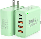 2Pack USB C Fast Charger Block, 60W 5-Port USB C Wall Charger 30W Type C Charging Block, 2USB C+3USB A PPS/PD 3.0 Multiport Charging Cube for iPhone 17 16 15 14 Pro Max,for Galaxy S25 S24 Ultra, i Pad