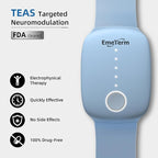 EmeTerm Fashion Anti-Nausea Wristband Relieve Morning Motion Travel Sickness Rechargeable Drug Free Bands without Side Effects - Extra 2pack Conductive Gel (Blue - Extra 2pack Conductive Gel)