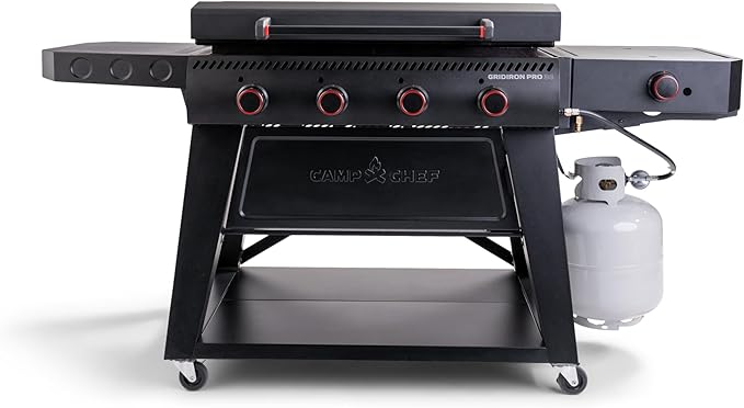 Camp Chef Gridiron Pro- 36" Outdoor Griddle Grill with Side Burner, Flamethrower Ignition & Hinged Lid- Premium 36" Flat Top Grill for Outdoor Cooking