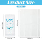 Treela 300 Pcs Bulk Deodorant Large Body Wipes Individually Wrapped Wet Wipes Travel Size for Adults Shower for Homeless Supplies Hygiene Personal Cleansing for Hiking Gym(7.09" X 9.84",White)