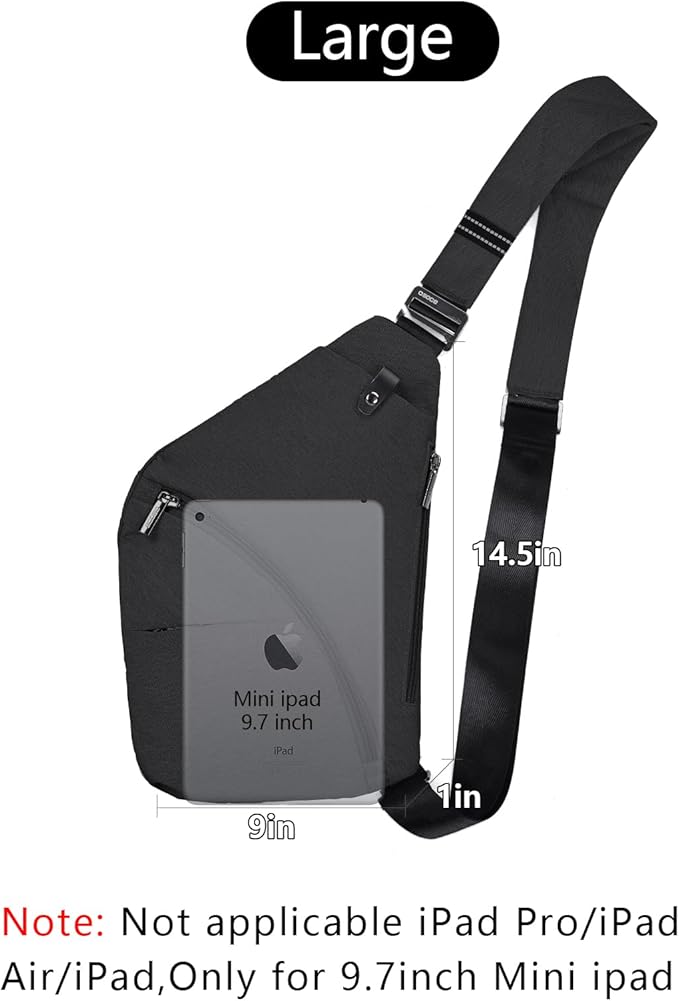 Anti Theft Crossbody Bags Sling Bag for Women Men Waterproof Wander Bag for Sports and Travel. (2.0BLACK, Large)