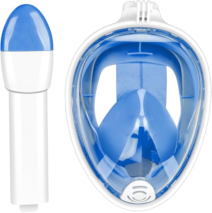 Full Face Snorkel Mask Adults with Dry Top System, Detachable Camera Mount, 180 Panoramic Anti-Fog Anti-Leak Diving Mask for Adult and Kids