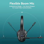 Bluetooth Headset with USB Dongle for Computer, Single-Ear Wireless Headset with Noise Cancelling Microphone for Office & Truckers, Bluetooth V5.2 with Mute Button for Work