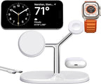 3-in-1 Wireless Charging Station for Apple Devices - Fast Charging Station for iPhone and Watch with MagSafe, Stable Charger Stand for iPhone 12-15 & iPhone 16 & iWatch & AirPods, Adapter Not Included