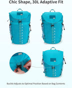 Blue Quartz Hiking Backpack 30L Lightweight Packable Backpack for Travel, Water Resistant Foldable Daypack for WoMen Men, Blue Green