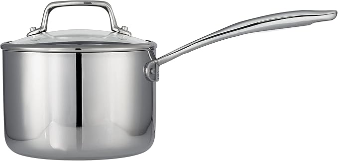Tramontina Tri-Ply Clad Stainless Steel 2-Quart Small Sauce Pan with Glass Lid, Induction-Ready, Dishwasher-Safe, NSF-Certified, Made in Brazil