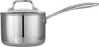Tramontina Tri-Ply Clad Stainless Steel 2-Quart Small Sauce Pan with Glass Lid, Induction-Ready, Dishwasher-Safe, NSF-Certified, Made in Brazil