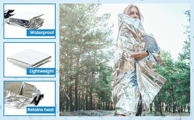 PrimaCare CB-6831-CS Emergency Rescue Heat Preservation Blanket, Waterproof, 82" x 62", Weatherproof, Pack of 12