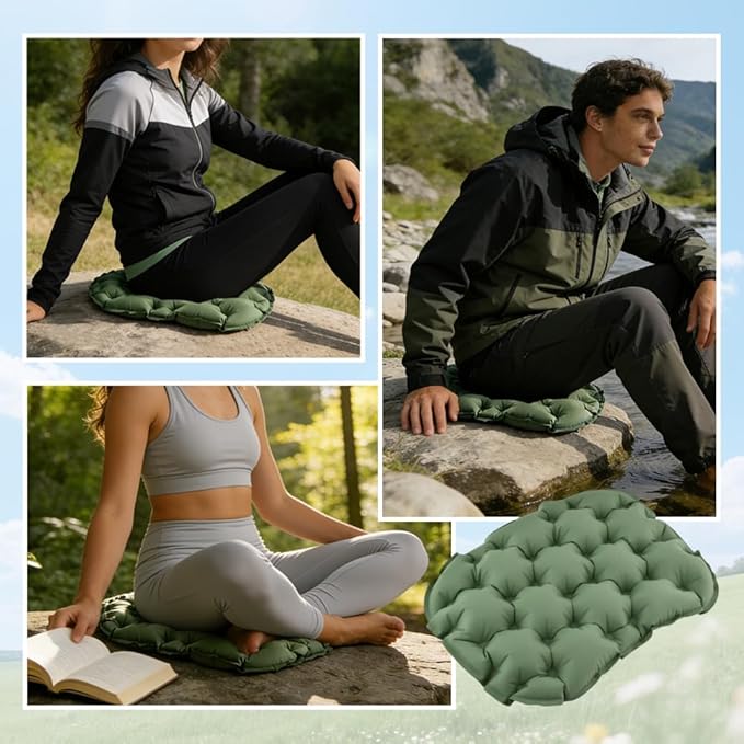 Inflatable Seat Cushion, Pump Up Lightweight Portable Airplane Seats Pad, Waterproof Chair Pad,Pressure Relief Seat Cushion for Long Flights Stadium Camping Office Trave