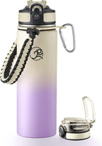 GOSWAG Insulated Sports Water Bottle, 24oz 2 Lids(with Straw/No Straw), Stainless Steel Water Bottles with Paracord Handle, Insulated Bottle with Double-Wall Vacuum Insulation