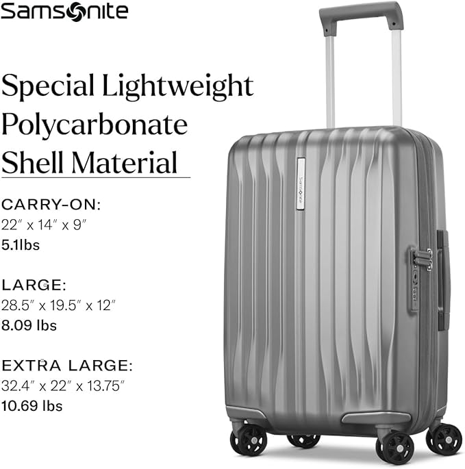 Samsonite UpLIFT Carry-On Hardside Luggage with Spinner Wheels - Airline-Approved, TSA Lock, Adjustable Handle System - Polycarbonate Hard Suitcase for Ultra Lightweight Travel - Silver Shimmy