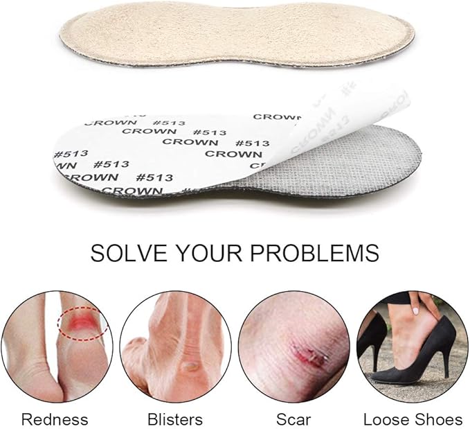 Dr.Foot Heel Grips for Men and Women, Self-Adhesive Heel Cushion Inserts Prevent Heel Slipping, Rubbing, Blisters, Foot Pain, and Improve Shoe Fit - 2pairs+ Extra 1pair (Beige)