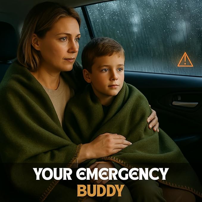 Wool Camping Blanket – 70% Wool Heavy-Duty Military Style Throw, Warm & Washable, Fire Retardant Cover for Emergency, Survival & Outdoor Use – Perfect for Camping, Car, Home & Hiking, Olive 66x90