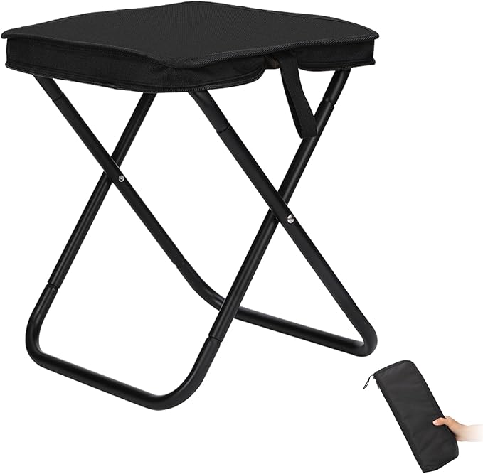13.5-inch Lightweight Aluminum Folding Stool - Portable Compact Camping Stool Supports 350lbs, Handbag Style Carry - Ideal for Camping, Fishing, Backpacking, Outdoor, Travel