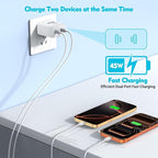 45W Apple USB C Charger Fast Charging for iPhone 17/16/15, 2Pack 6FT USB C to C Cable Cord Quick iPhone Charger Block for Apple 17/17 Pro/17 Pro Max/Air/16/16 Pro/16 Pro Max/16 Plus/15/15 Pro Max/iPad