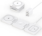 Wireless Charger for iPhone, KU XIU 3 in 1 Travel Charging Station for iPhone 17/16/15/14/13/12 Series, 5W Foldable Charger for Apple Watch10/9/8/7/6/5/4/3/SE, for Airpods 4/3/2/Pro
