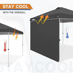 EAGLE PEAK Pop Up Canopy Tent with 1 Sidewall, Easy Setup Event Tent, Outdoor Sun Shade, Wheeled Carry Bag, Stakes and Guy Ropes, Instant Canopy 10x10, Gray