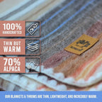 ALPAKITAS Alpaca Wool Blanket Throw | Large, Beautiful, Warm, Stripes | 64 x 45 inches | Ultra-Soft, Hypoallergenic and Breathable | Non-Itchy or Scratchy (White and Brown)