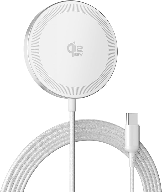 Magnetic Qi2 Wireless Charging Pad: 25W Mag Fast Charger for Google Pixel 10 iPhone 17 16 Pro Max 16e 15 14 13 12 AirPods & Samsung Galaxy Series Gift Ideal for Desk & Travel (White, 1Pack)