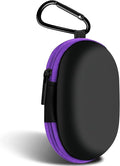 Oval Earbud Case Portable EVA Carrying Case Storage Bag Cell Phone Accessories Organizer with Carabiner for Earphone, Earbud, Earpieces, SD Memory Card, Camera Chips, Purple
